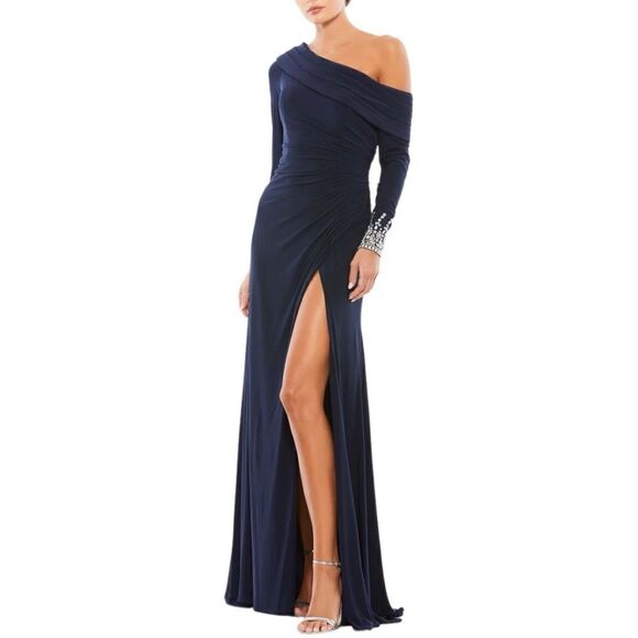 MAC DUGGAL Women’s Beaded Cuff Drop Shoulder Faux Wrap Gown in the Size 4 - Picture 2 of 10